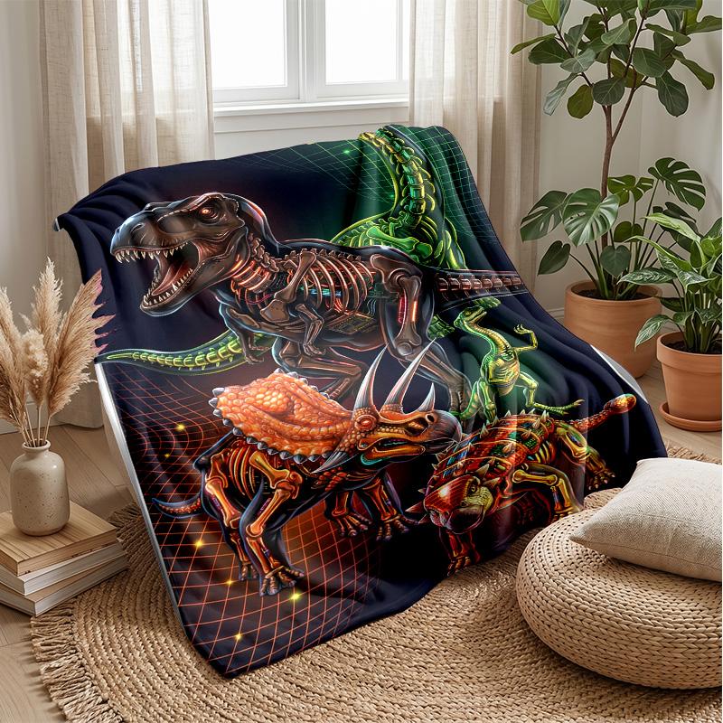 

Dinosaur Skateboarding Adventure blanket Personalized Name Flannel Blanket Soft Cozy Plush Throw for Sofa Bed Lightweight Home Decor 75x90cm