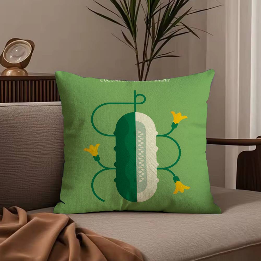 Vegetable Lovely Simple Pillow Case Anti-dustmite Pillowcase Invisible zipper silky short plush Sofa cushion cover