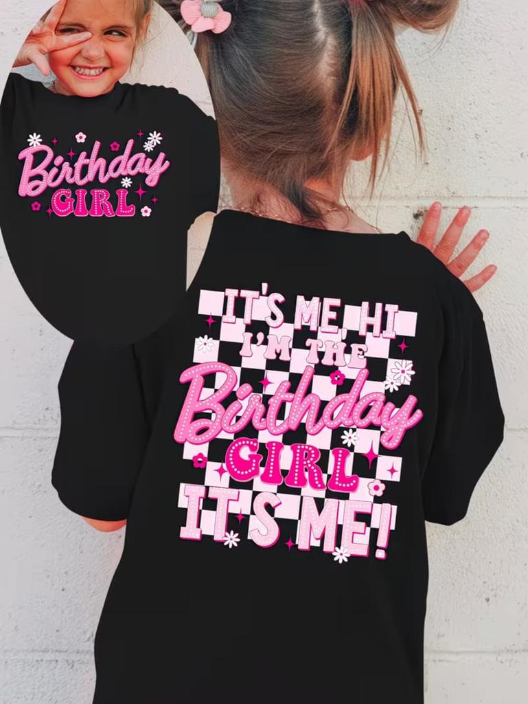 Girl Clothes Birthday Princess Printed Girls T-Shirt Happy Birthday Girl Party Outfit Tops Kids Short Sleeve Tshirt Kids Clothes