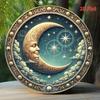 Vintage Starry Night Moon Wreath Metal Wall Art Decor 8 Inch Aluminum Sign