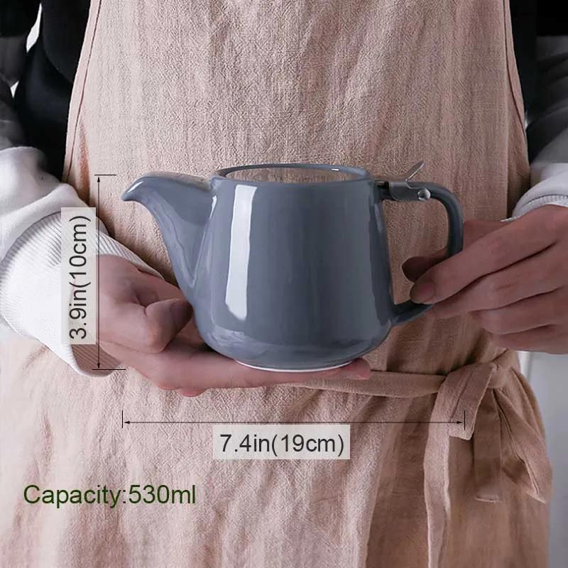 Japanese Ceramic Teapot with Stainless Steel Strainer  Filter Exquisite   for Puer  Oolong Kung Fu Tea Set