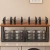 Multi-Layer Metal Storage Rack Solid Wood Countertop Storage Rack  Kitchen Countertop