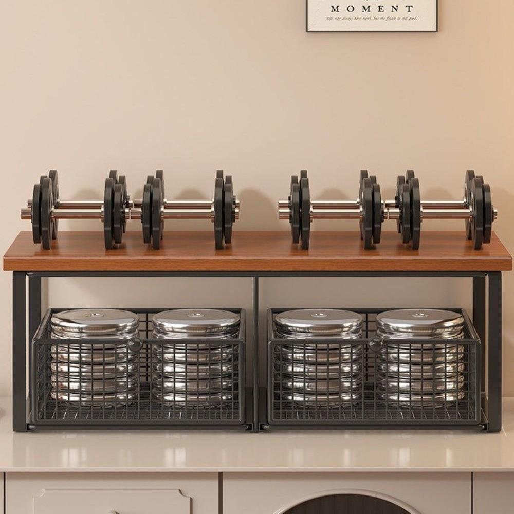 Multi-Layer Metal Storage Rack Solid Wood Countertop Storage Rack Kitchen Countertop