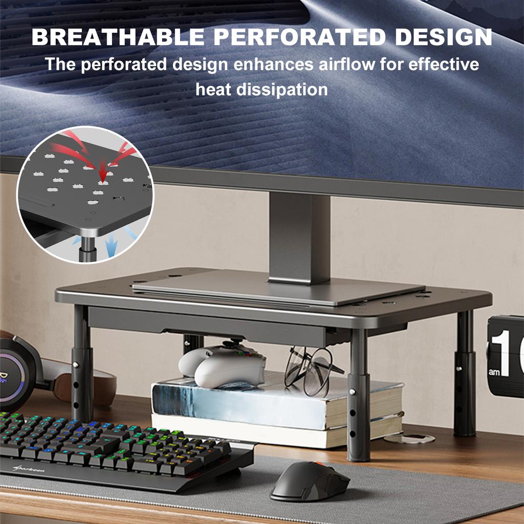 Computer Monitor Stand 3 Height Adjustable Desk Organizer with Drawer Laptop Stand for Office Home School Supplies