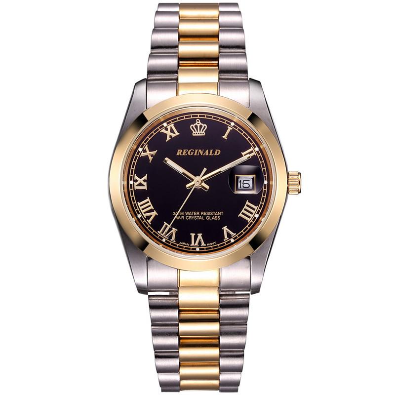 Men Watch Top Brand Luxury Reginald Mens Watches Quartz Full Gold Stainless Steel 30M Waterproof reloj de hombre