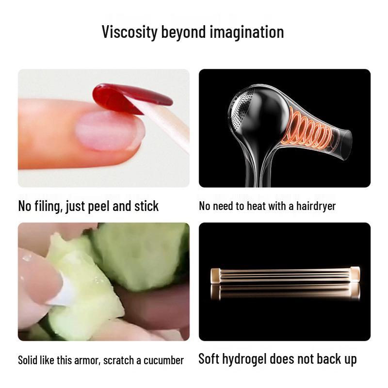 Enhanced Jelly Gel Nail Stickers - Strong Adhesion, Reusable, Double-Sided Adhesive, Long-Lasting, Removable False Nail Patches.