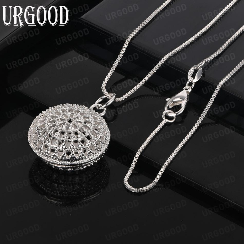 925 Sterling Silver Fashionable Floral Round Pendant Necklace Wedding Jewelry