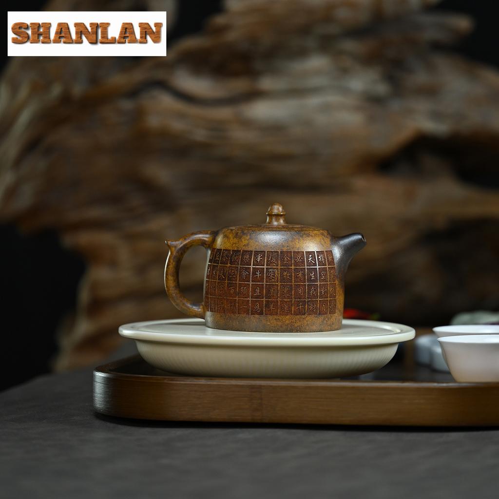 170ml Yixing Purple Clay Teapots Handmade Well Fence Pot Raw Ore Wood-fired Porcelain Mud Kettle Chinese Zisha Teaset Collection
