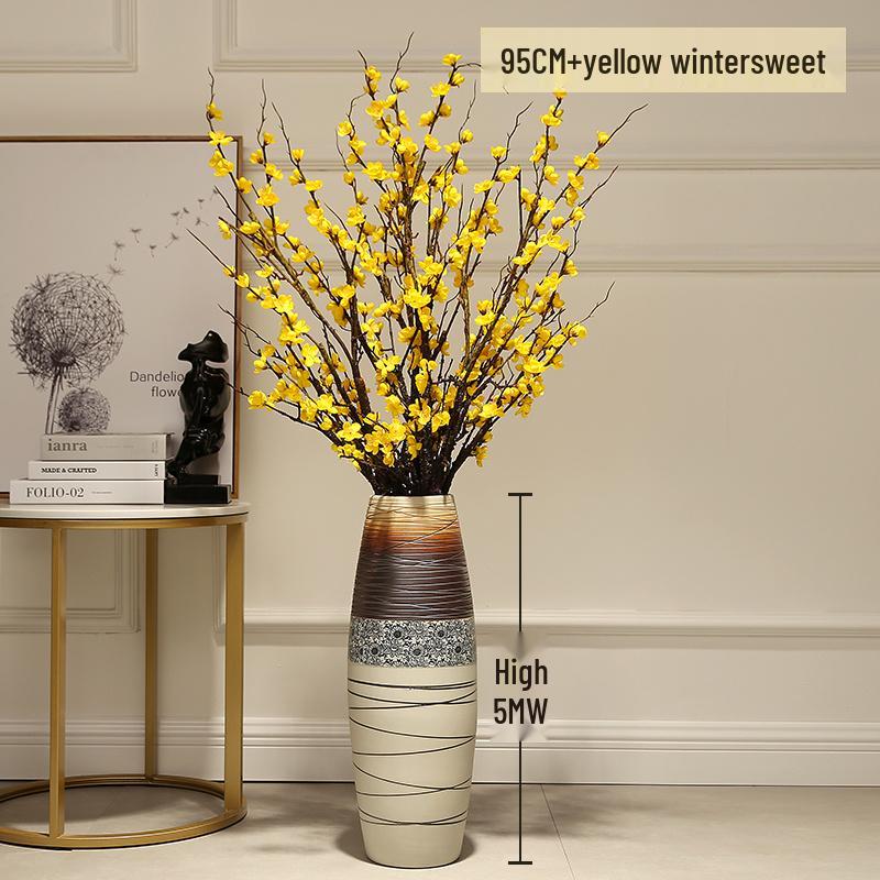 Large European-Style Porcelain Floor Vase for Dried Flowers - Artistic Living Room Ceramic Decoration