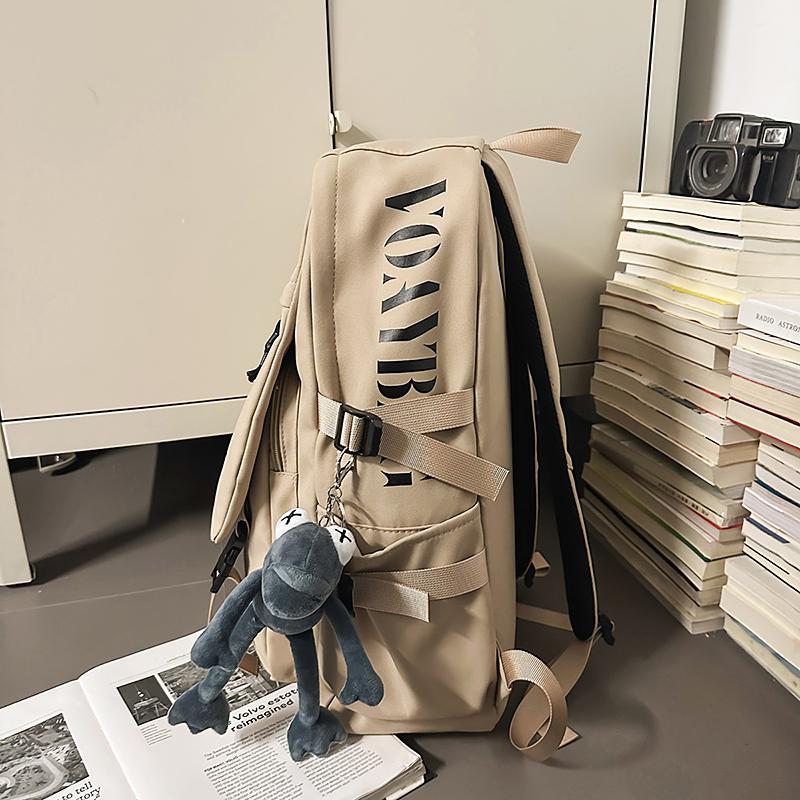 Student Schoolbag Couple Solid Color Backpack Lightweight Large Capacity Backpack