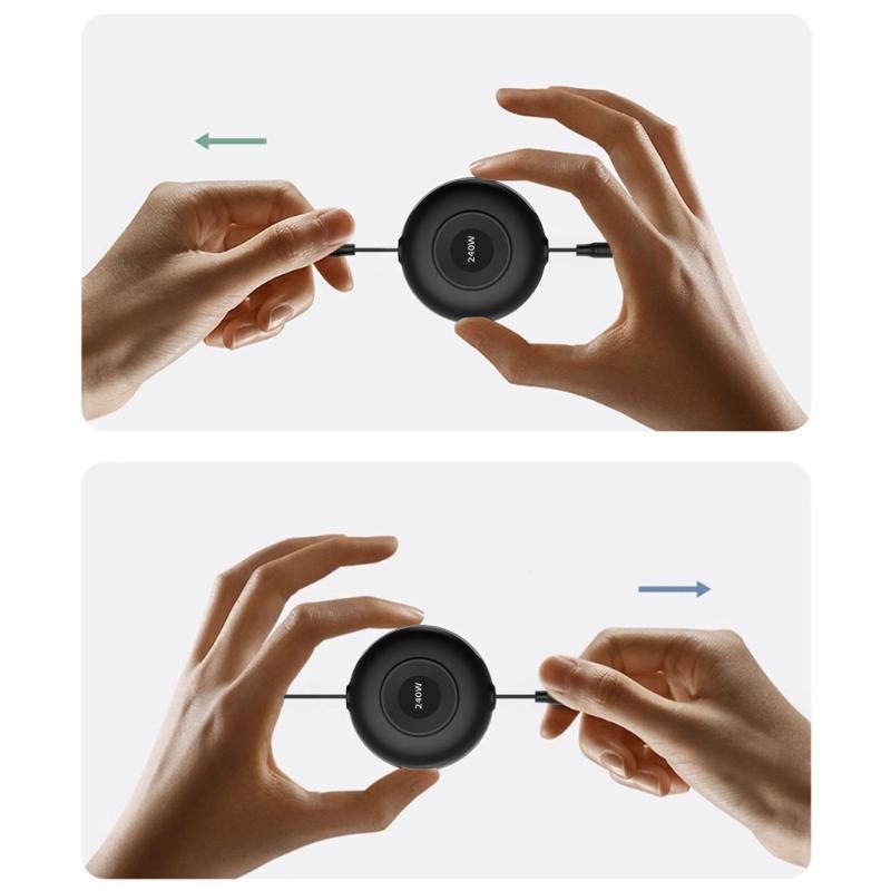 High Power 240W USB C To C Cord Retractable for Phone Game Controller Quick Charging Syncing Efficient Data Transmission