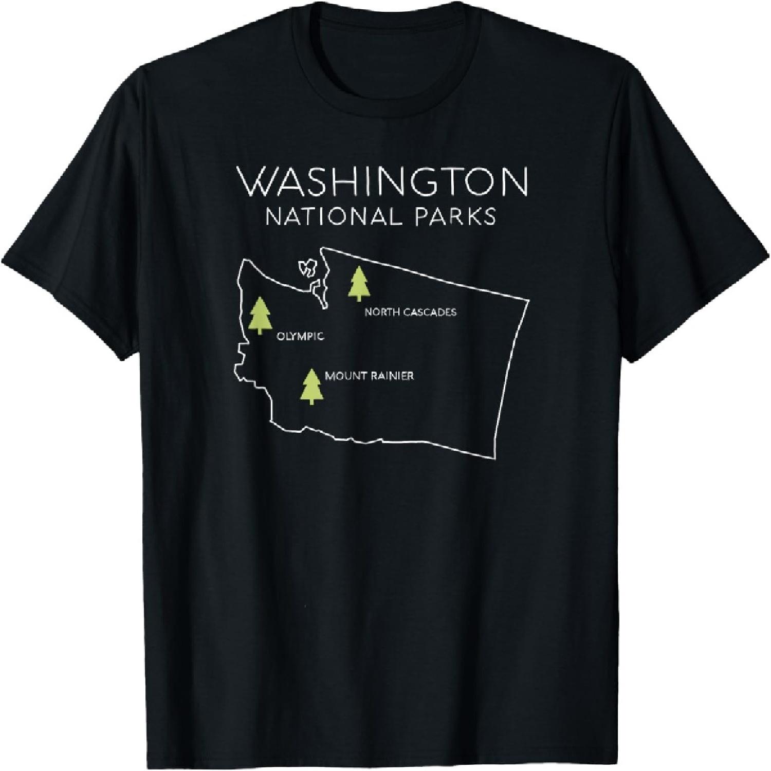 

Washington National Park Map Mount Rainer North Cascades T-Shirt XXXXXL різнокольоровий