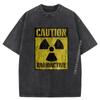 Grunge Caution Radioactive Distressed Camisas Basicas Hombre Woman Fashionable and Trendy Men's Clothing Oversized Washed Shirt