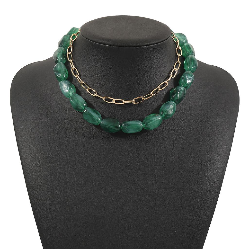 Colorful Stone Beaded Necklace Women's Clavicle Holiday Banquet Jewelry Gift