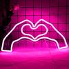 Pink Heart Neon Sign for Wall Decor,Heart LED Light,Heart Neon Light for Girl's Room, Hand Heart Light Decor for Wedding Birthday,Party,Valentines