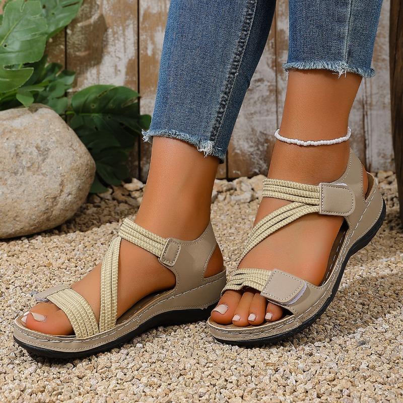 

Wedge Sandals Summer New Round Toe Soft Sole Non-slip Non-slip Roman Women s Shoes 43 хакі
