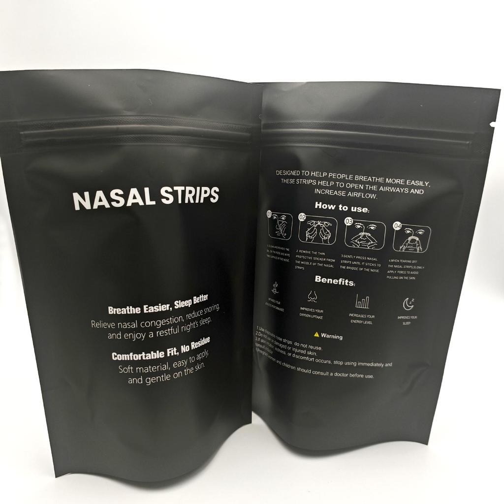 Adult Black Breathable Nasal Strips for Snoring and Sports - Strong Adhesion, Oil-proof, Sweat-proof