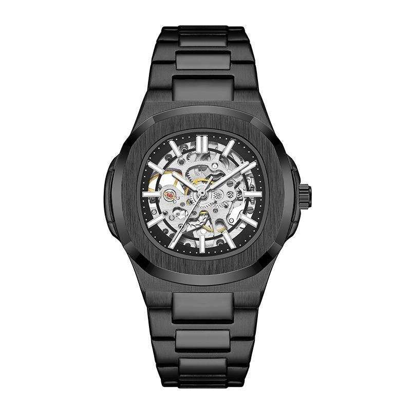 Double-sided hollow luminous men's watch, fully automatic mechanical watch, high-end waterproof men's watch, alloy watch