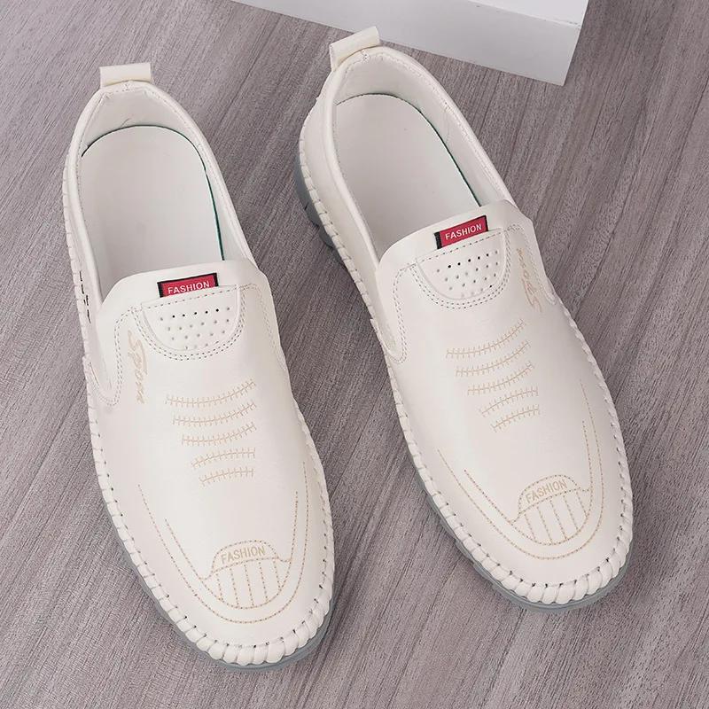 High Quality Men Leather Shoes Summer Hollow Breathable Loafers Luxury Moccasins Men Shoes Comfortable Driving Shoes Formal Shoe