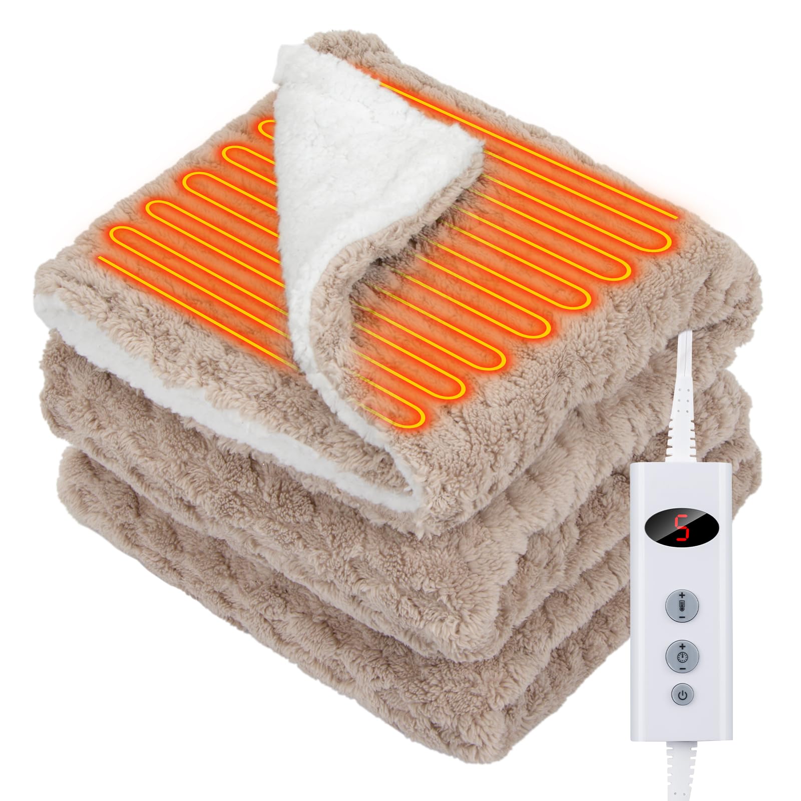 

GOHHME Electric with 9 Timer 10 Temperature Machine Automatic Excellent Heat Odor Dust Mite Cold Winter PSE Certified Blanket, 160x100cm, Functions,