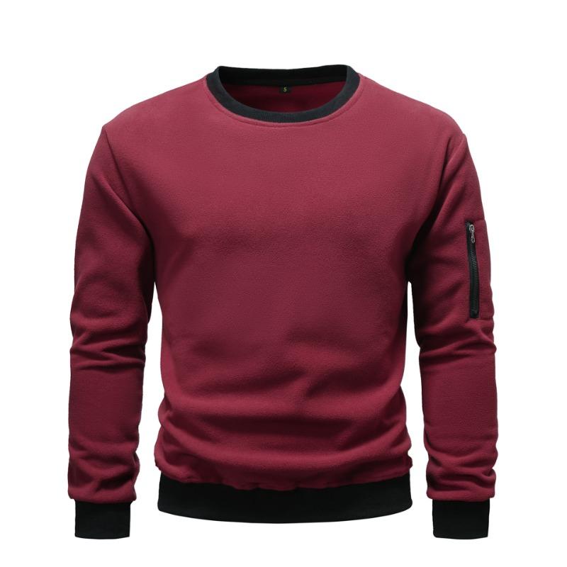 New Autumn and Winter Men's Polar Fleece Casual Solid Color Sweatshirt Youth Fashion Long-sleeved Sports Coat
