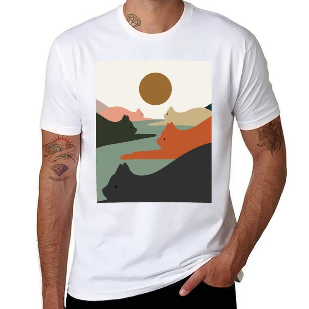 Cat Landscape 93 Tshirt Fashion Casual Short Sleeve Top