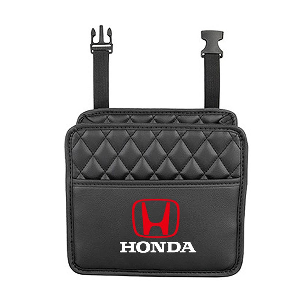 Leather Car Seat Back Tissue Water Cup Holder Storage Bag Phone Pocket For Honda Jazz Avancier Crv Accord Civic City Mugen Power