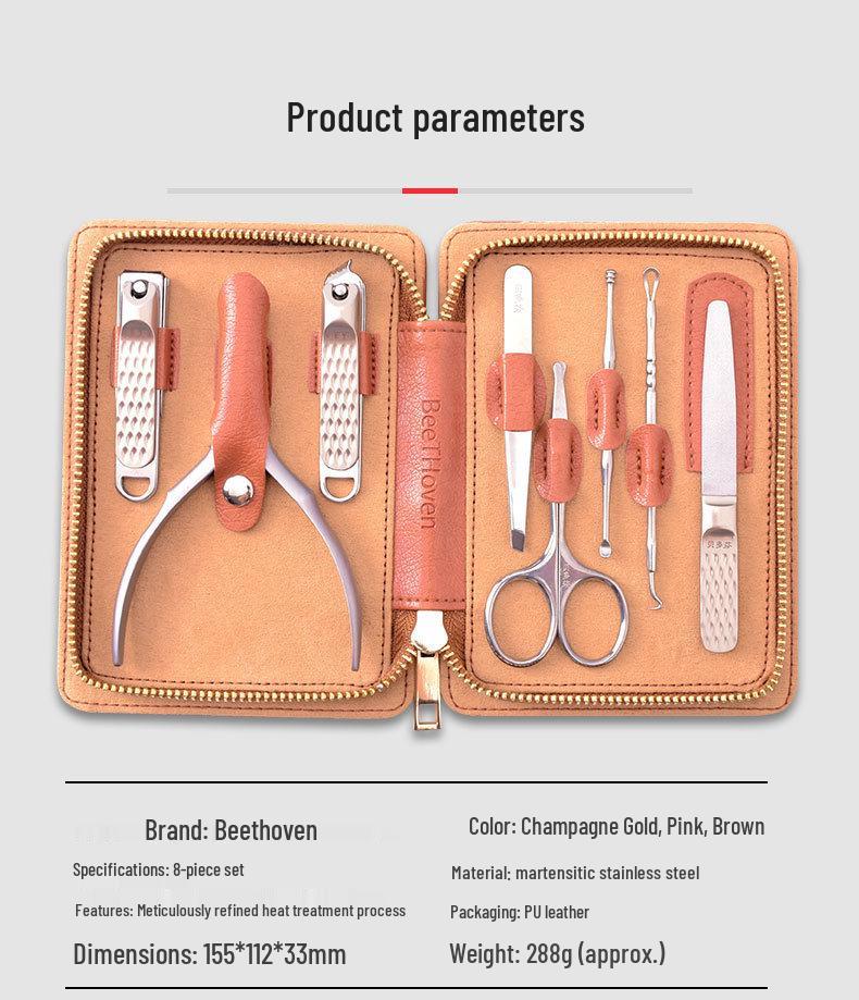 Eagle Beak 8-Piece Nail Care Set: Clippers, Scissors, Tweezers, Ear Pick, Nose Hair Trimmer
