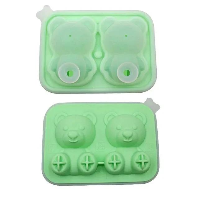 2/4/6 Grids Ice Cube Bear-Shaped Silicone Molder 3d Kawaii Bear Summer Relieve The Heat Diy Drink Ice Coffee Ice Cube Trays Mold