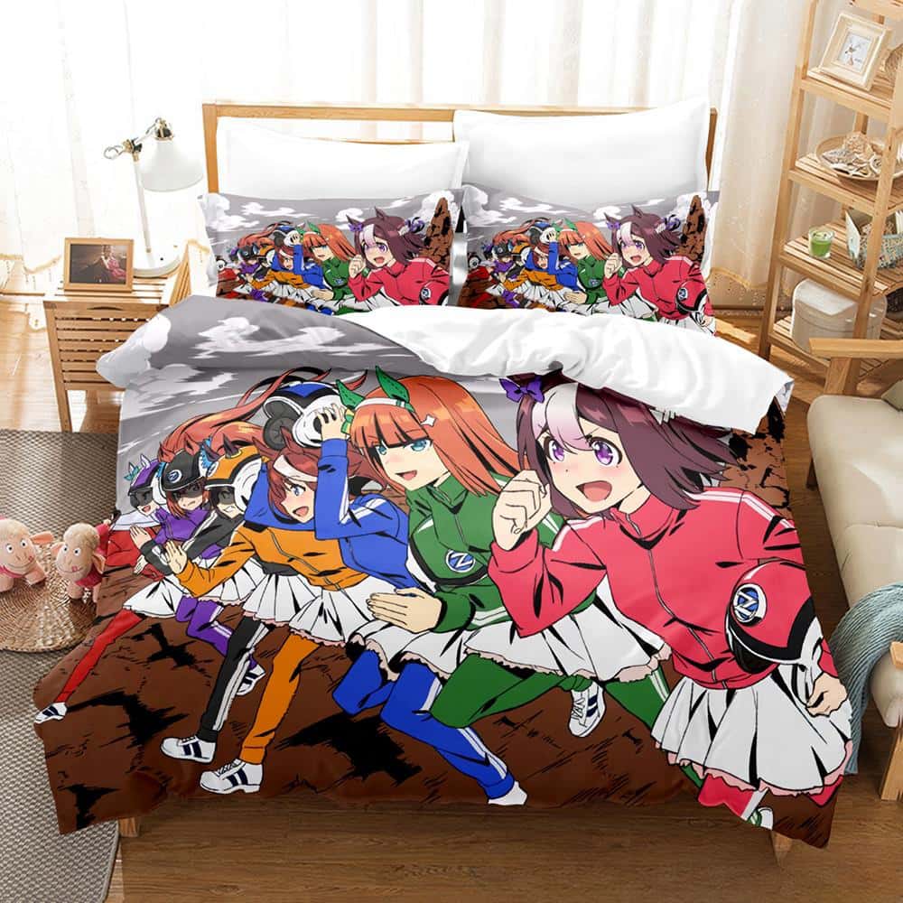 

3D Kawii Girls Uma Musume Pretty Derby комплект постельного белья Single Twin Full Queen King Size комплект постельного белья для взрослых и детей, пододеяльники EU Twin 135x200cm