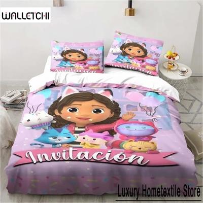 Gabbys Puppenhaus Bettwäsche Set Cartoon Kissenbezüge Bettdeckenbezug Für Mädchen Kinder Geschenk Einzelbett Twin Full Queen Niedlich Kawaii 3D Bettbezug
