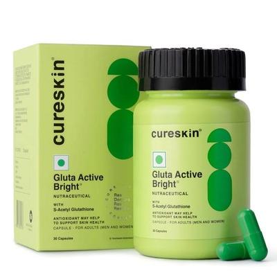 Cureskin Gluta Active Bright Compresse di Glutatione | Compresse di Glutatione per lo Sbiancamento della Pelle | Integratori di Glutatione | Glutatione per lo Sbiancamento della Pelle