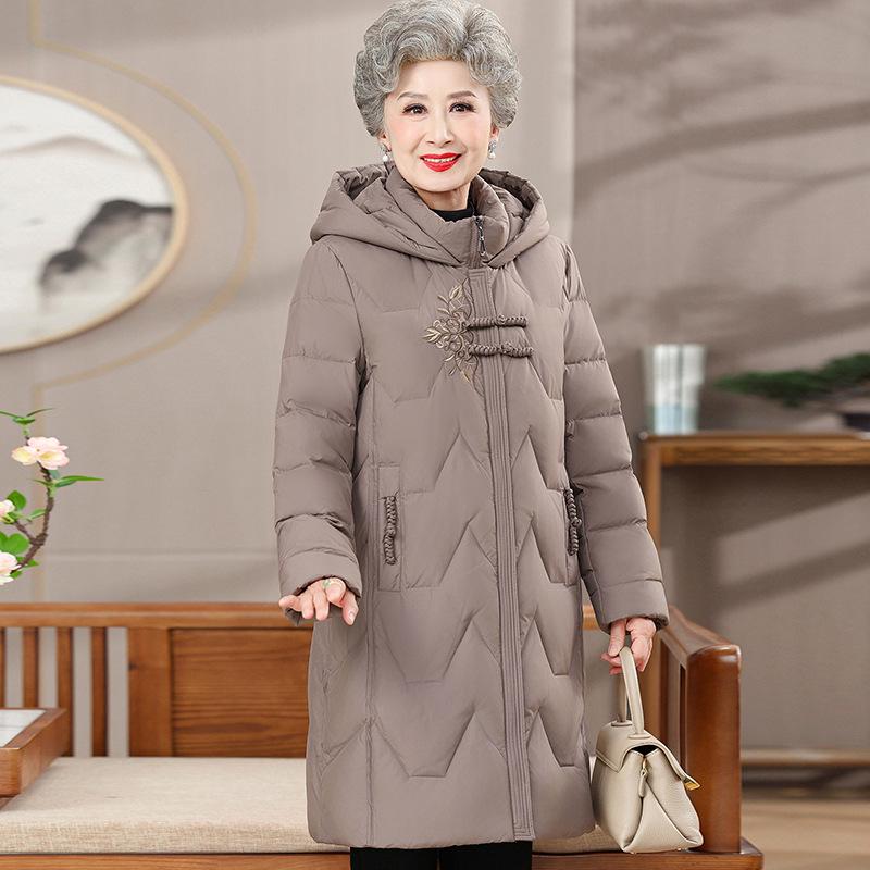 

Women s Long Down Jacket - Thick, Windproof, and Warm Winter Coat for Mom or Wife 2XL (100-115 jin) коричневый