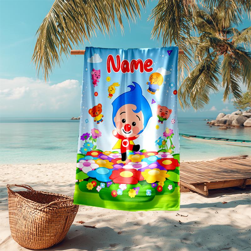 Personalized customized proof beach towel with plim plim pattern - soft, absorbent,quick-drying,perfect swimming,camping&bathing