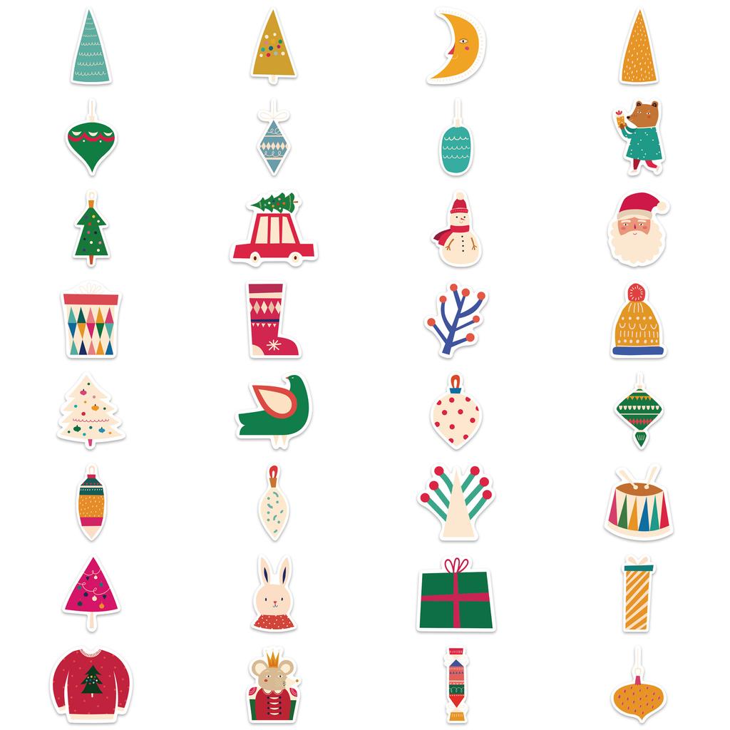 64 Cartoon Christmas Decorations Doodle Stickers Decorate Suitcase Pen Guitar Notebook Waterproof Explosive