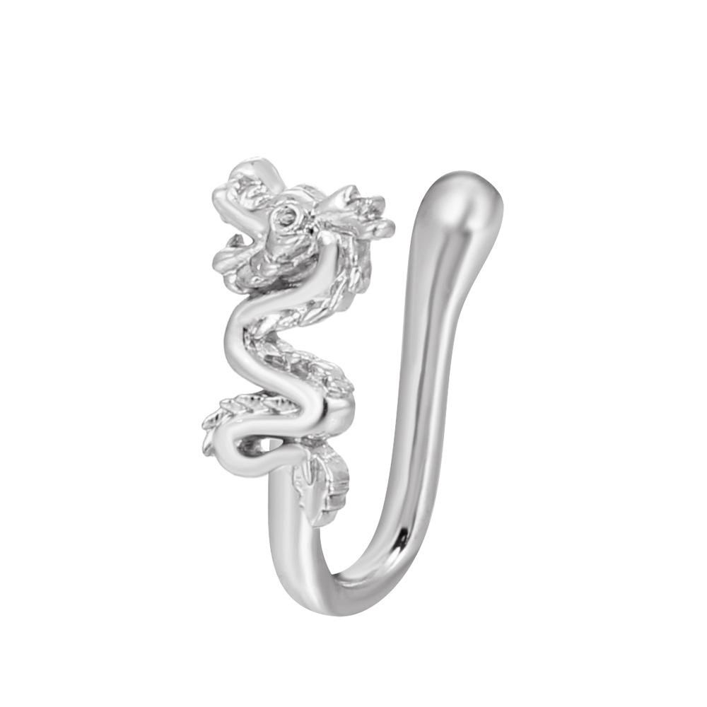 Vintage Goldfarbe Drache Schmetterling Fake Nasenring für Frauen Afrika Kupfer Helix U-Form Faux Nasenring Piercing Körperschmuck