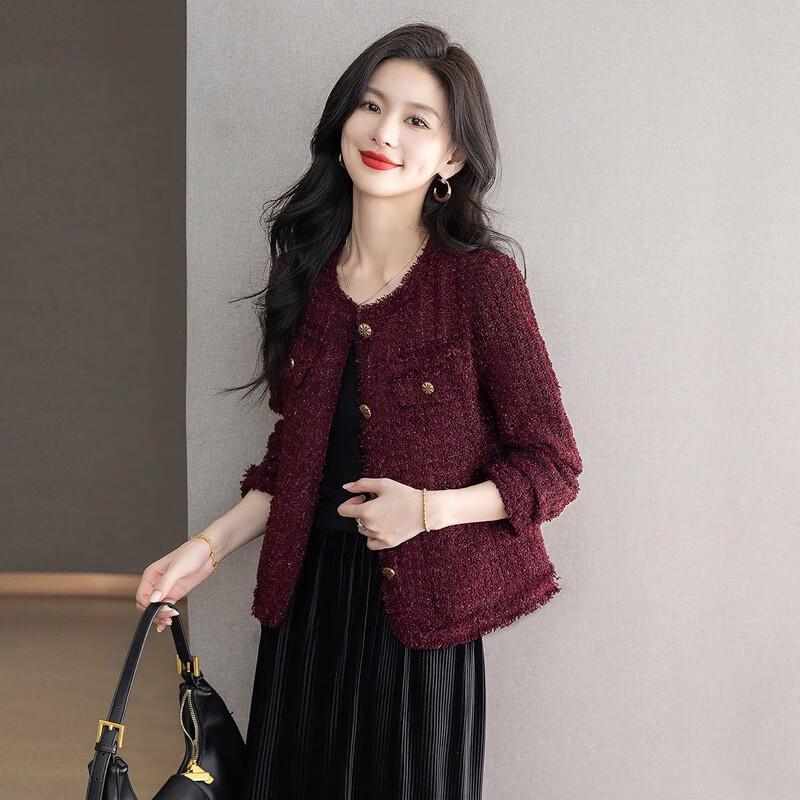 Sisbaishir Women's Tweed Style Single-breasted Jacket