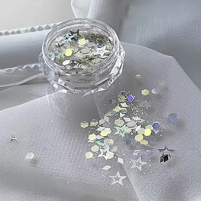 Nail Art Glitter Sequins Mixed Heart Star Shaped Nail Sequins Paillette Nail Art Decoration Nail Art 3D Decals Accessories