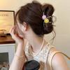 Smiley Face Hairpin High PonytailShark Clip Hair Accessory At The Back of The Female Head