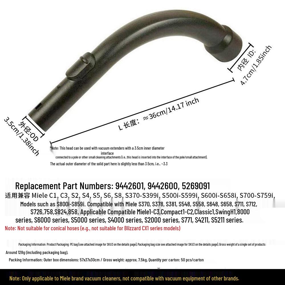 Compatible Miele Vacuum Cleaner Floor Brush Nozzle for S1/S2/S4/S5/S6/S8 Models