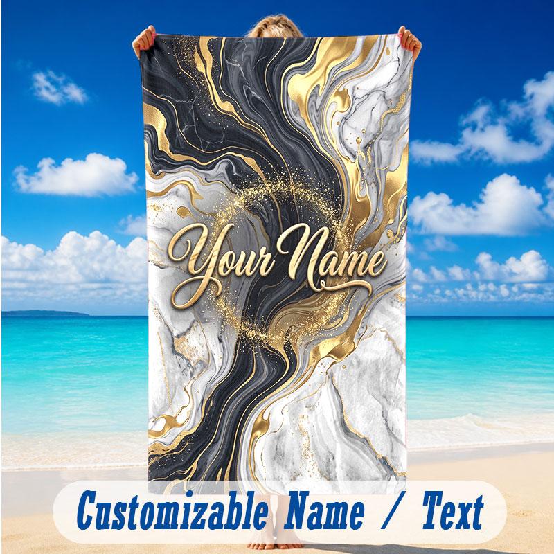 Decorative Artwork Theme Beach Towel Personalized Custom Name & Text Soft Quick Dry Beach Towel for Swimming Travel
