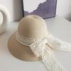 New Summer Straw Hat Women's Pearl Wide Brimmed Sun Hat Trendy French Retro Hepburn Flat Top Sun Protection Hat