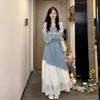 French Style Long Dress With Lace Paneling For Casual Wear In Spring 2026