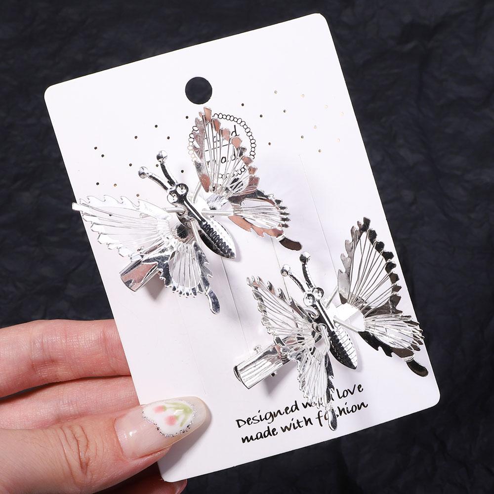 2/4pcs Women Girl Elegant Butterfly Hairpin Metal Accessories Trembling Butterfly Side Clip Moving Butterfly Hairpin Headdress