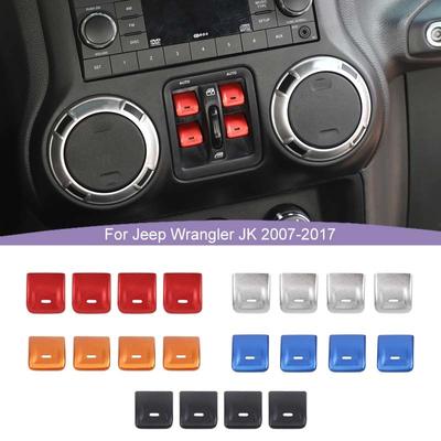 Adesivo per copertura decorativa del pulsante di controllo della finestra di automobile per Jeep Wrangler JK 2012-2017 Accessori interni in ABS