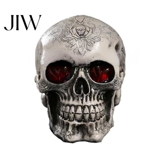 Realistische menschliche Totenkopf-Replik Harzfigurine, Kopfmodell, Gruselige Halloween-Gothic-Stil-Innenraumakzente Statue für Innenkamin Küche