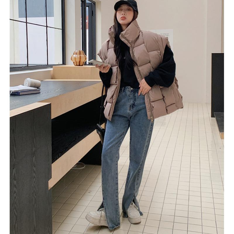 Damen Herbst und Winter Weste Damen Stehkragen geflochtene Weste Oberbekleidung Mode lose Weste Jacke ärmellos 5 Farben