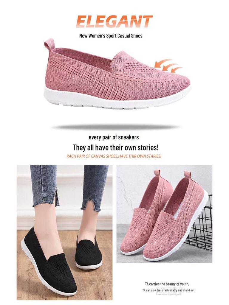 Women's Summer Casual Breathable Soft Flat Shoes - Low-Top Beijing Cloth Mom Shoes