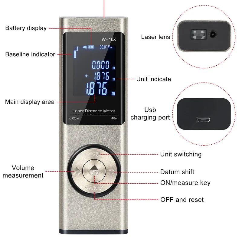 Laser Level Distance Meter Rangefinder Laser Tape Measure Golf Distance Angle Measure Range Hunting Finder Digital Laser Tools