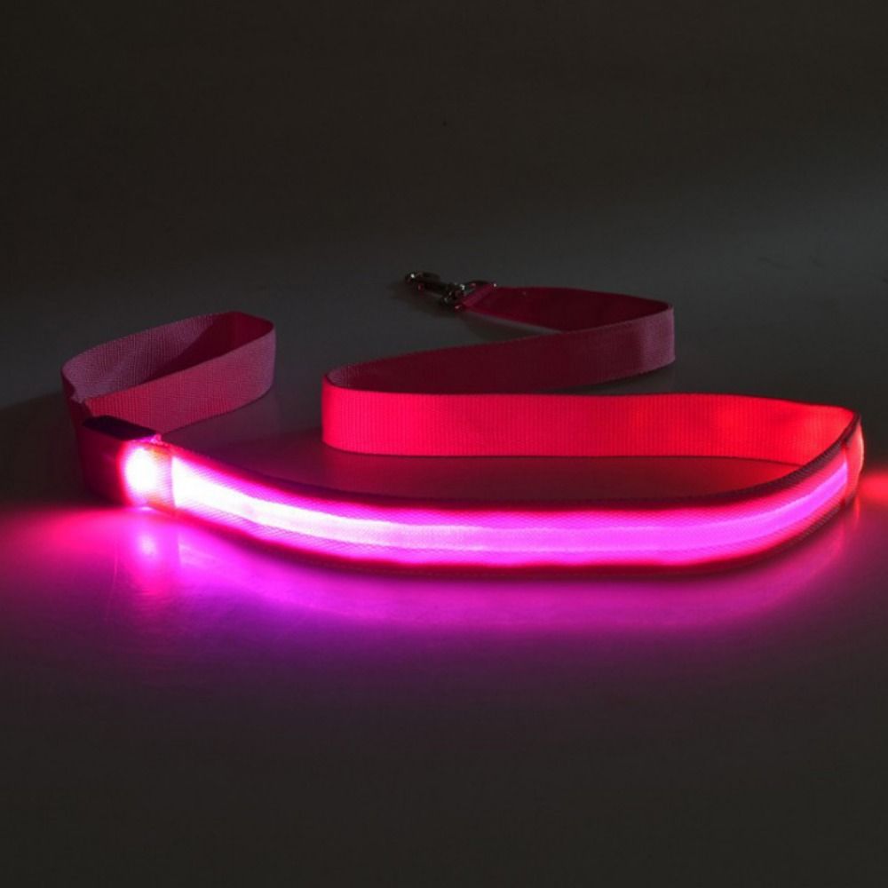 Adjustable LED Light Up Dog Leash Nylon Dog Glowing Walking Rope  At Night